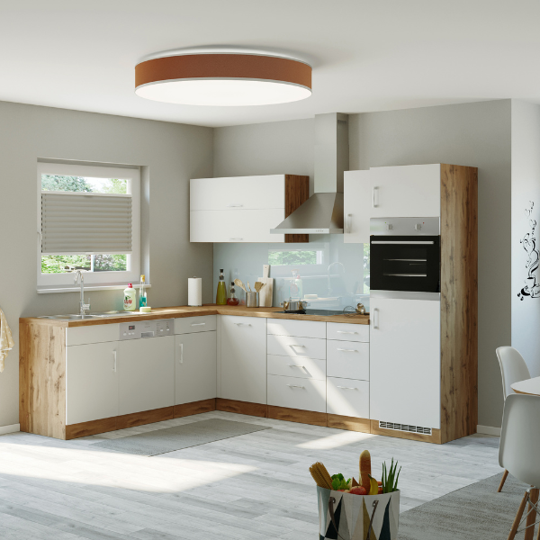 Armoire de cuisine pour plaque cuisson Sorrella 3 tiroirs - blanc/chêne - Image 2