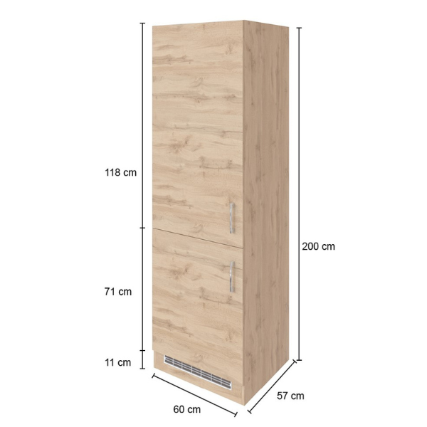 Armoire de cuisine pour réfrigérateur et congélateur - anthracite/chêne - Image 4