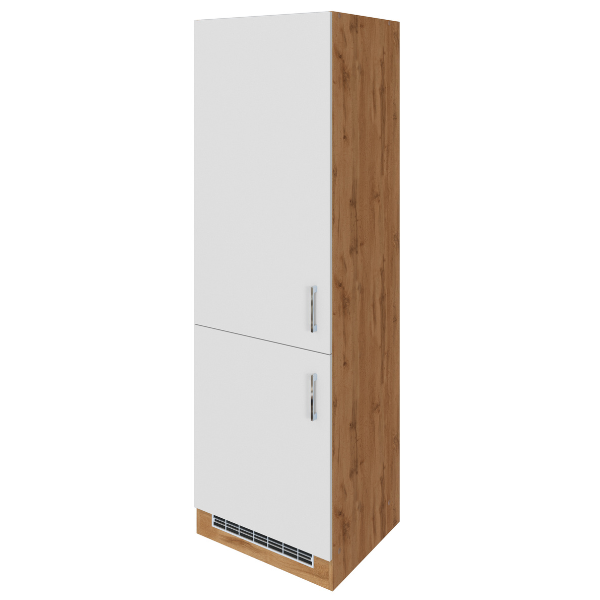 Armoire de cuisine pour réfrigérateur et congélateur - blanc/chêne - Image 1