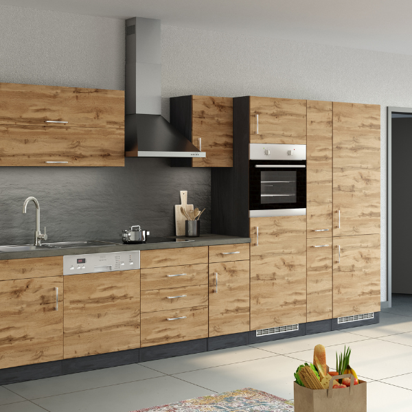 Armoire de cuisine pour réfrigérateur et congélateur - chêne/graphite - Image 2