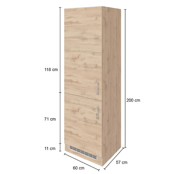 Armoire de cuisine pour réfrigérateur et congélateur - chêne - Image 5