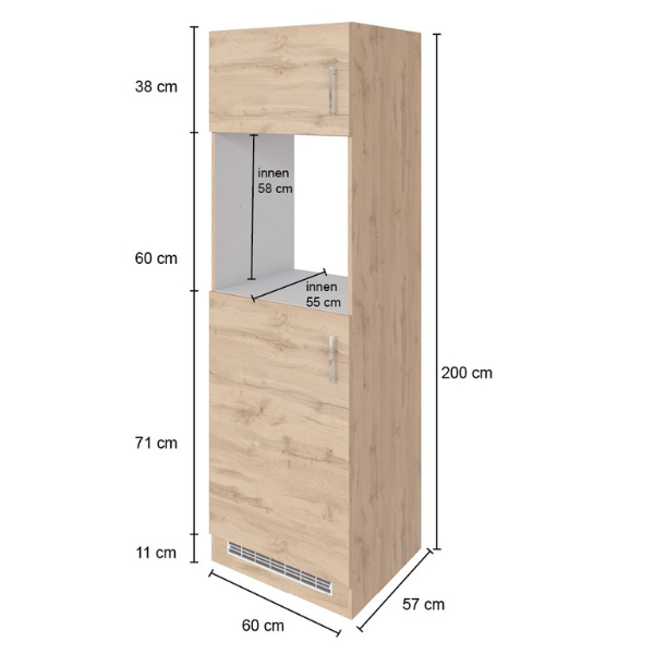 Armoire de cuisine pour réfrigérateur et four Sorrella 2 portes - anthracite/chêne - Image 3