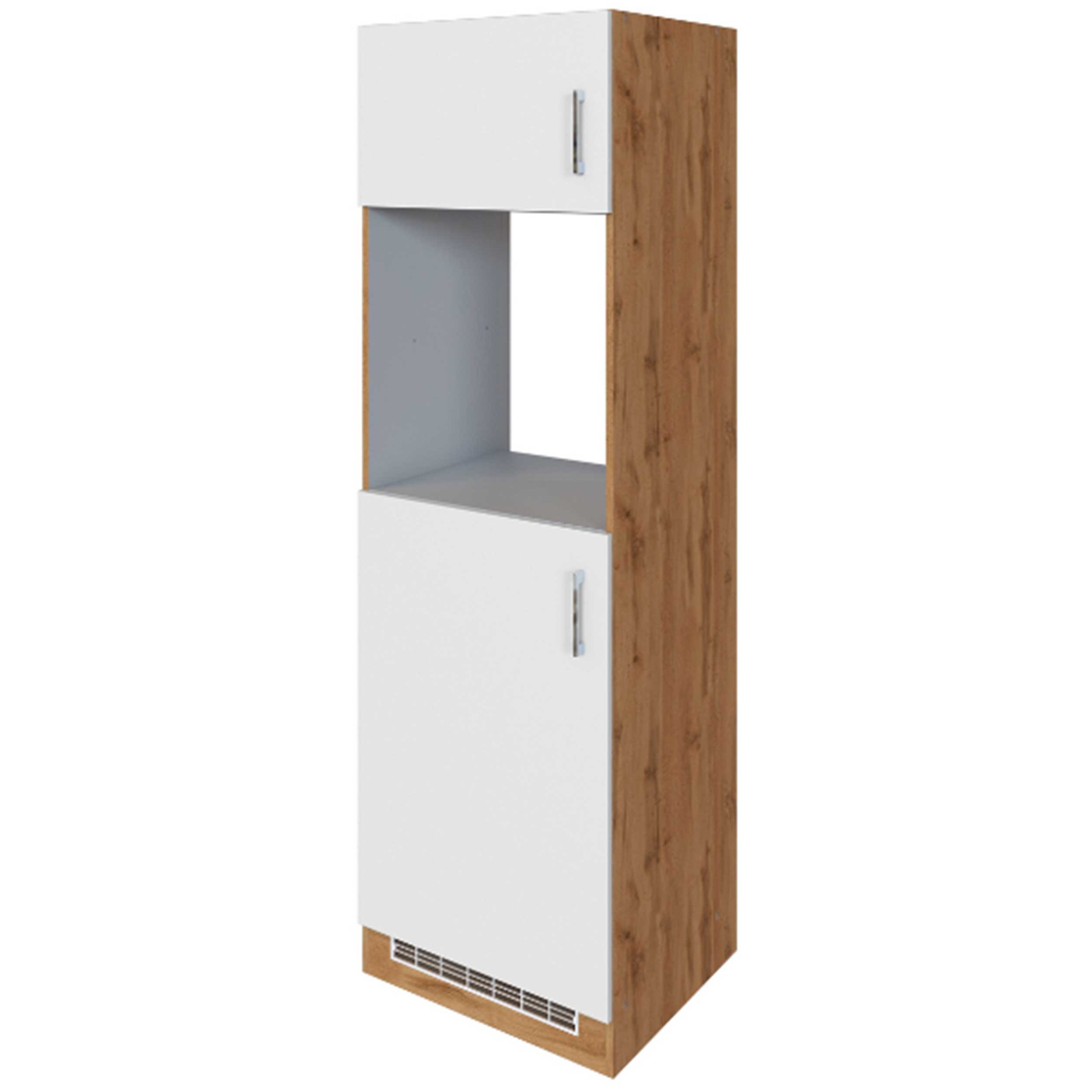 Armoire de cuisine pour réfrigérateur et four Sorrella 2 portes - blanc/chêne - Image 1