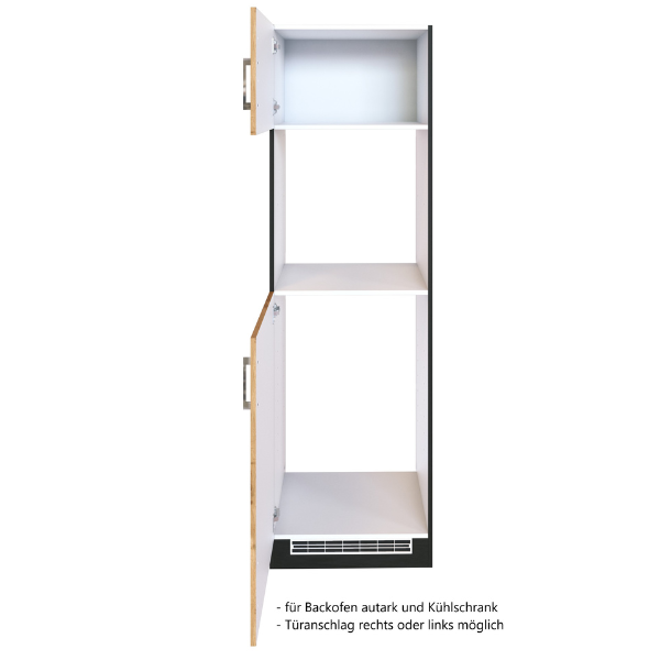 Armoire de cuisine pour réfrigérateur et four Sorrella 2 portes - chêne/graphite - Image 7