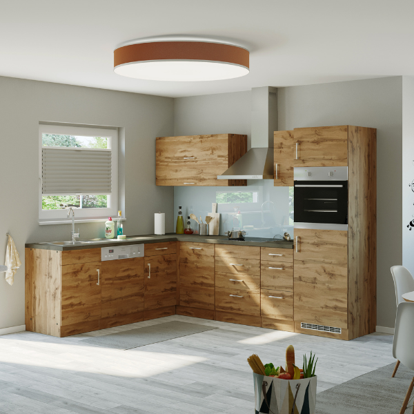 Armoire de cuisine pour réfrigérateur et four Sorrella 2 portes - chêne - Image 2