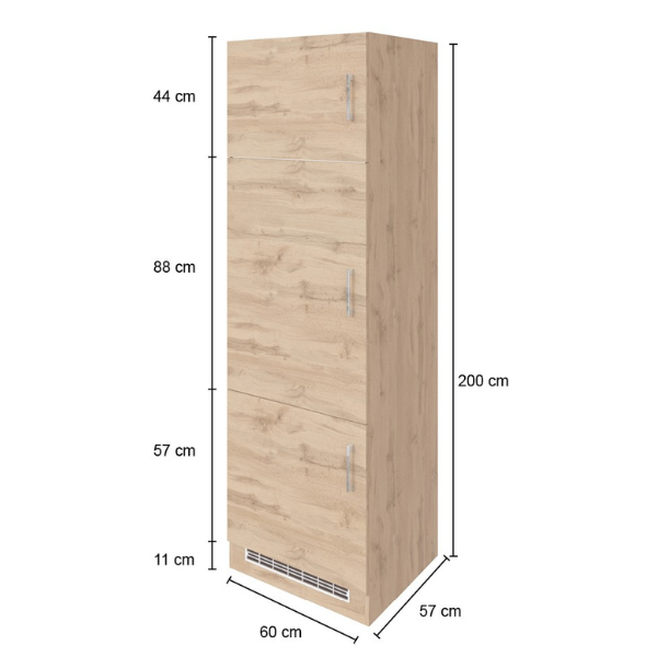 Armoire de cuisine pour réfrigérateur Sorrella 60cm 3 portes - blanc/chêne - Image 3