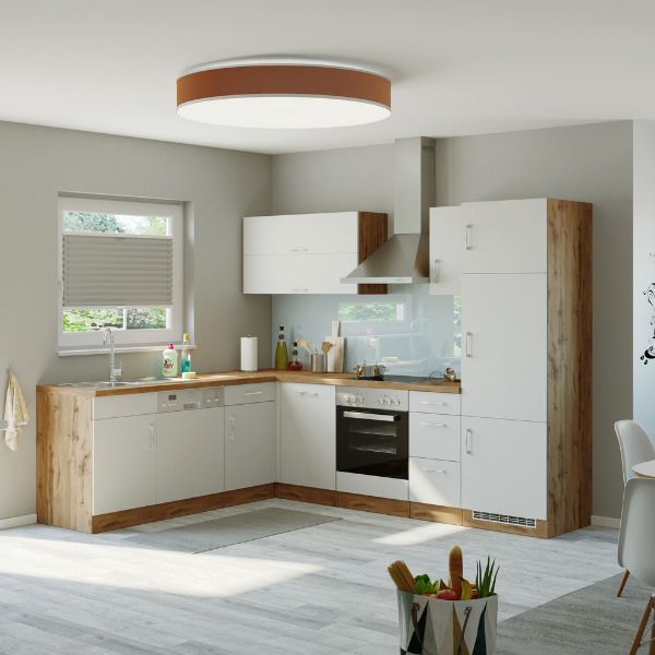 Armoire de cuisine pour réfrigérateur Sorrella 60cm 3 portes - blanc/chêne - Image 4