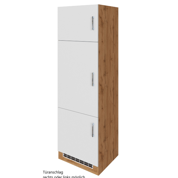 Armoire de cuisine pour réfrigérateur Sorrella 60cm 3 portes - blanc/chêne - Image 1