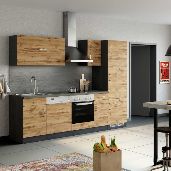 Armoire de cuisine pour réfrigérateur Sorrella 60cm 3 portes - chêne/graphite - Image 3