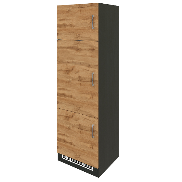 Armoire de cuisine pour réfrigérateur Sorrella 60cm 3 portes - chêne/graphite - Image 1