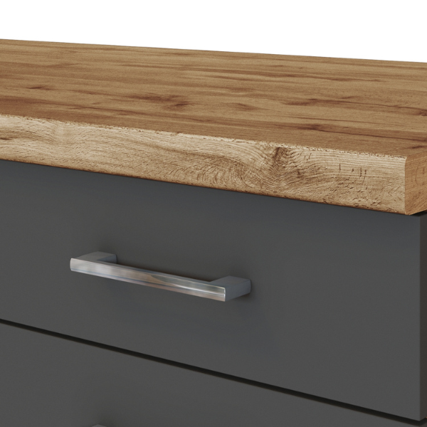 Armoire de cuisine Sorrella 100cm 2 portes & 2 tiroirs - anthracite/chêne - Image 5