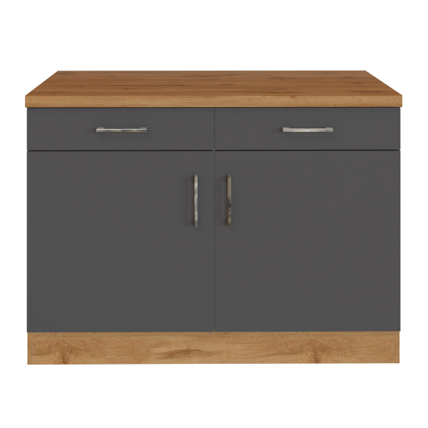 Armoire de cuisine Sorrella 100cm 2 portes & 2 tiroirs - anthracite/chêne