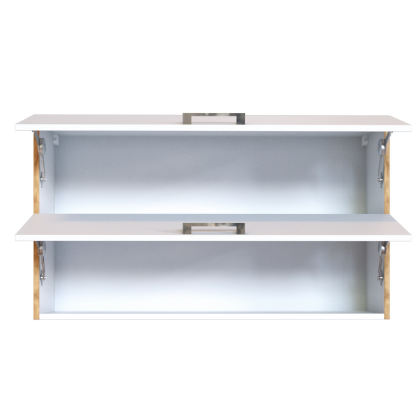 Armoire de cuisine Sorrella 100cm avec 2 portes pliantes - blanc/chêne - Image 7