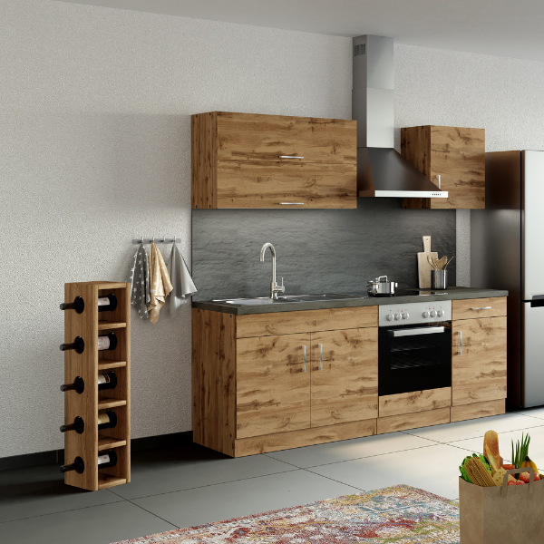 Armoire de cuisine Sorrella 100cm avec 2 portes pliantes - chêne - Image 2