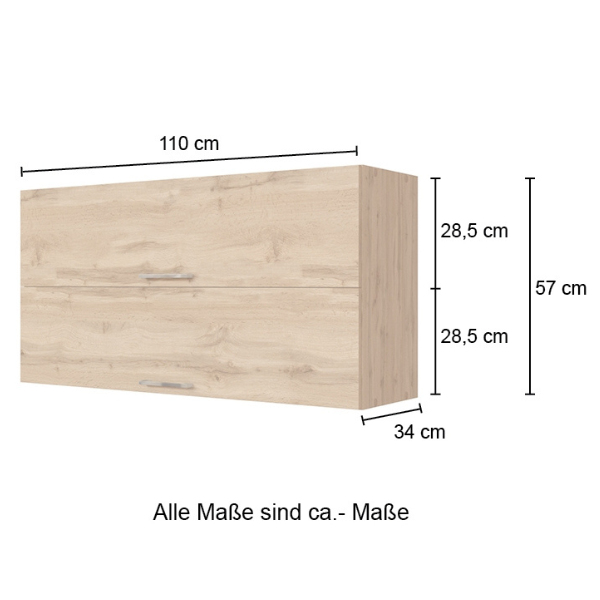 Armoire de cuisine Sorrella 110cm avec 2 portes pliantes - blanc/chêne - Image 4
