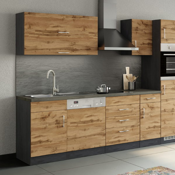 Armoire de cuisine Sorrella 110cm avec 2 portes pliantes - chêne/graphite - Image 2