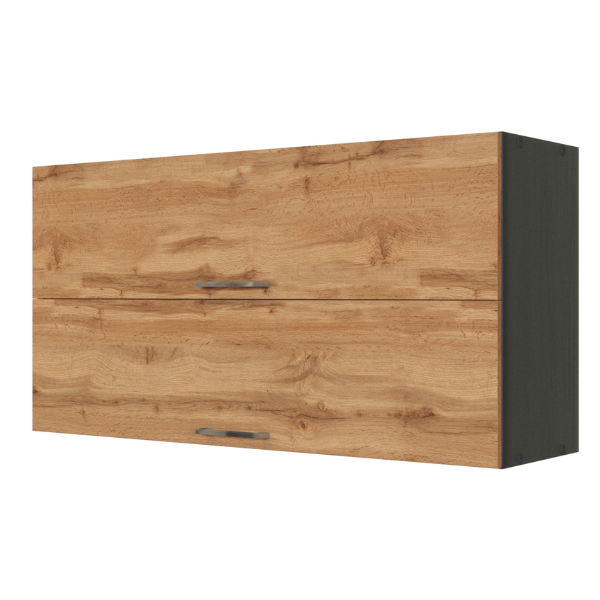 Armoire de cuisine Sorrella 110cm avec 2 portes pliantes - chêne/graphite - Image 9