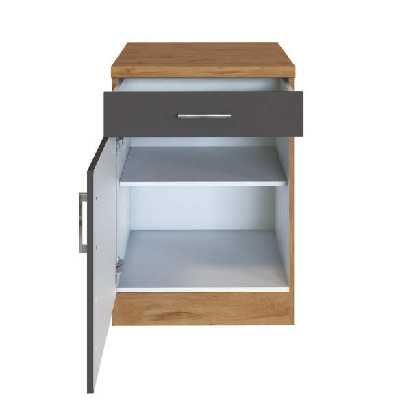 Armoire de cuisine Sorrella 50cm 1 porte & 1 tiroir - anthracite/chêne - Image 10