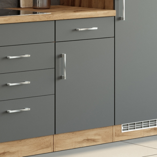 Armoire de cuisine Sorrella 50cm 1 porte & 1 tiroir - anthracite/chêne - Image 1