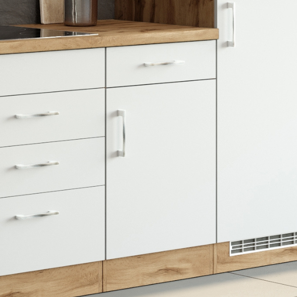 Armoire de cuisine Sorrella 50cm 1 porte & 1 tiroir - blanc/chêne