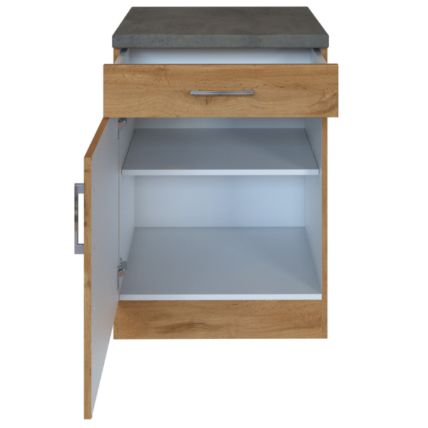 Armoire de cuisine Sorrella 50cm 1 porte & 1 tiroir - chêne/béton - Image 9