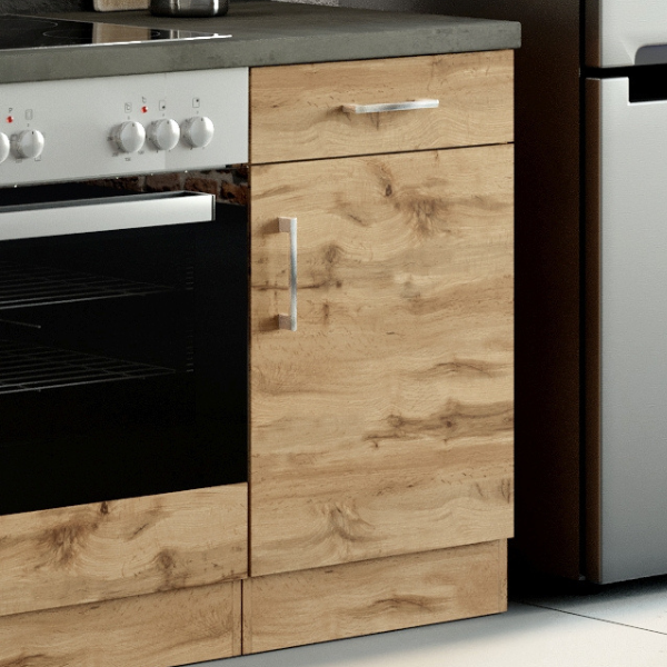 Armoire de cuisine Sorrella 50cm 1 porte & 1 tiroir - chêne/béton - Image 1