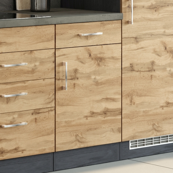 Armoire de cuisine Sorrella 50cm 1 porte & 1 tiroir - chêne/graphite - Image 1