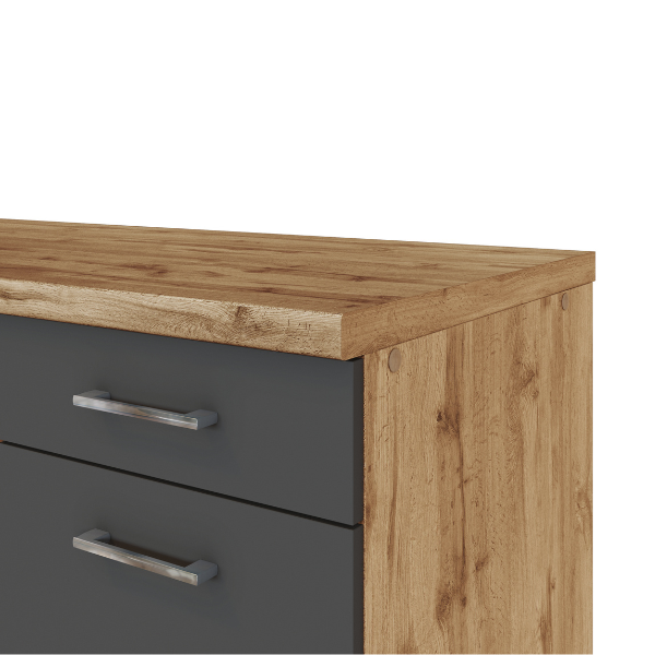 Armoire de cuisine Sorrella 50cm 3 tiroirs - anthracite/chêne - Image 3