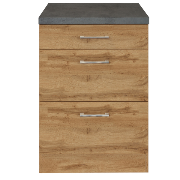 Armoire de cuisine Sorrella 50cm 3 tiroirs - chêne/béton - Image 7