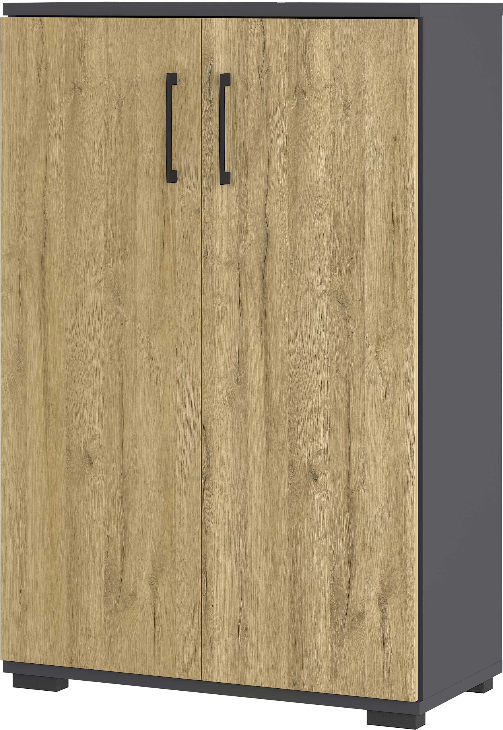 Armoire de rangement basse Presley 80cm à 2 portes - chêne/graphite - Image 6