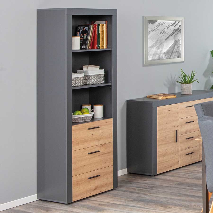 Armoire de rangement Corva 70cm 3 tiroirs - décor chêne