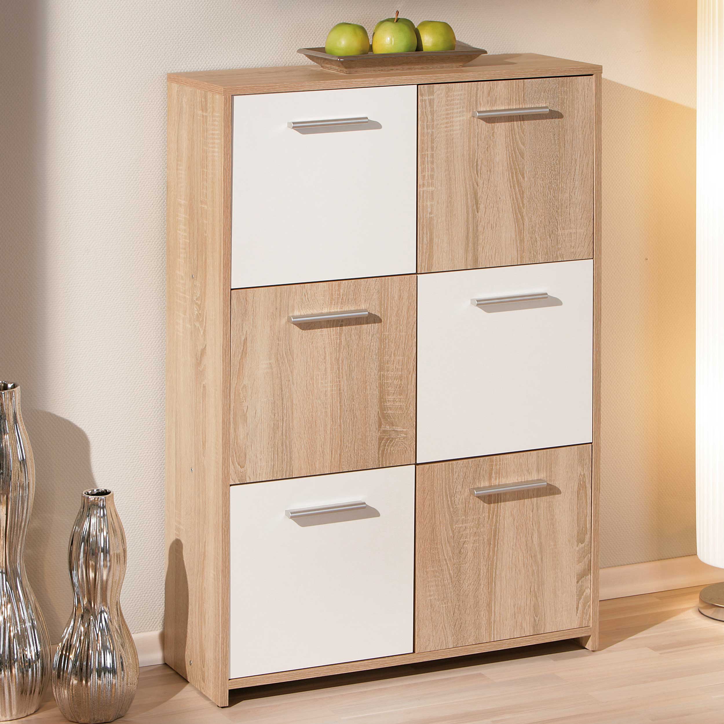 Armoire de rangement Nicolus 6 compartiments - chêne