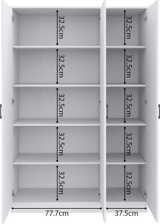 Armoire de rangement Ray 120cm à 3 portes et 4 tablettes - blanc - Image 4