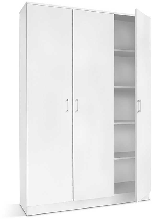Armoire de rangement Ray 120cm à 3 portes et 4 tablettes - blanc - Image 10