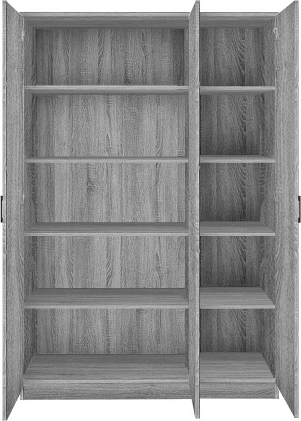 Armoire de rangement Ray 120cm à 3 portes et 4 tablettes - chêne gris - Image 7