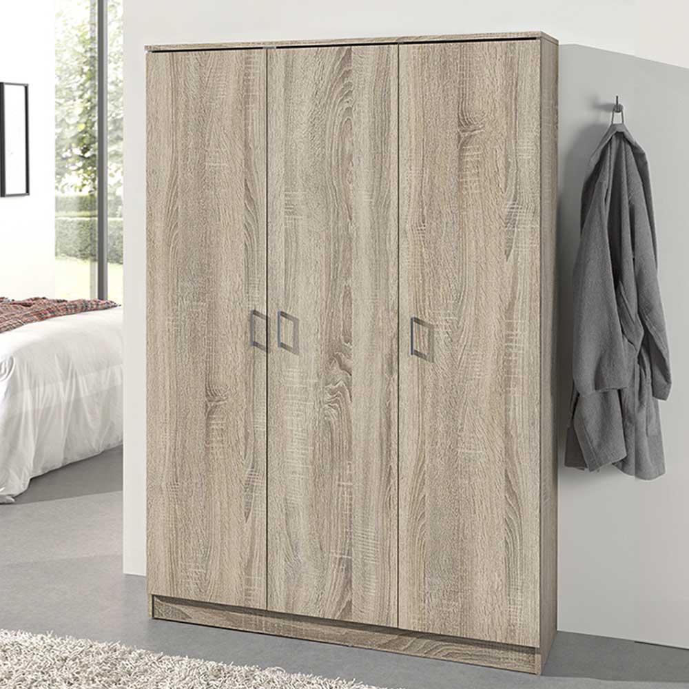 Armoire de rangement Ray 120cm à 3 portes et 4 tablettes - chêne sonoma