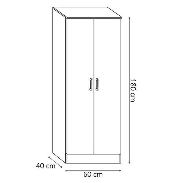 Armoire de rangement Ray 60cm à 2 portes et 4 tablettes - chêne gris - Image 2