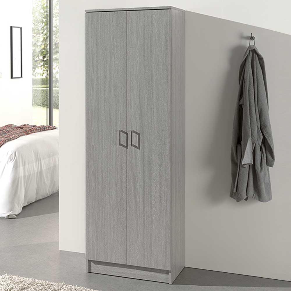 Armoire de rangement Ray 60cm à 2 portes et 4 tablettes - chêne gris