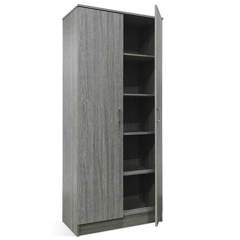 Armoire de rangement Ray 80cm à 2 portes et 4 tablettes - chêne gris - Image 8