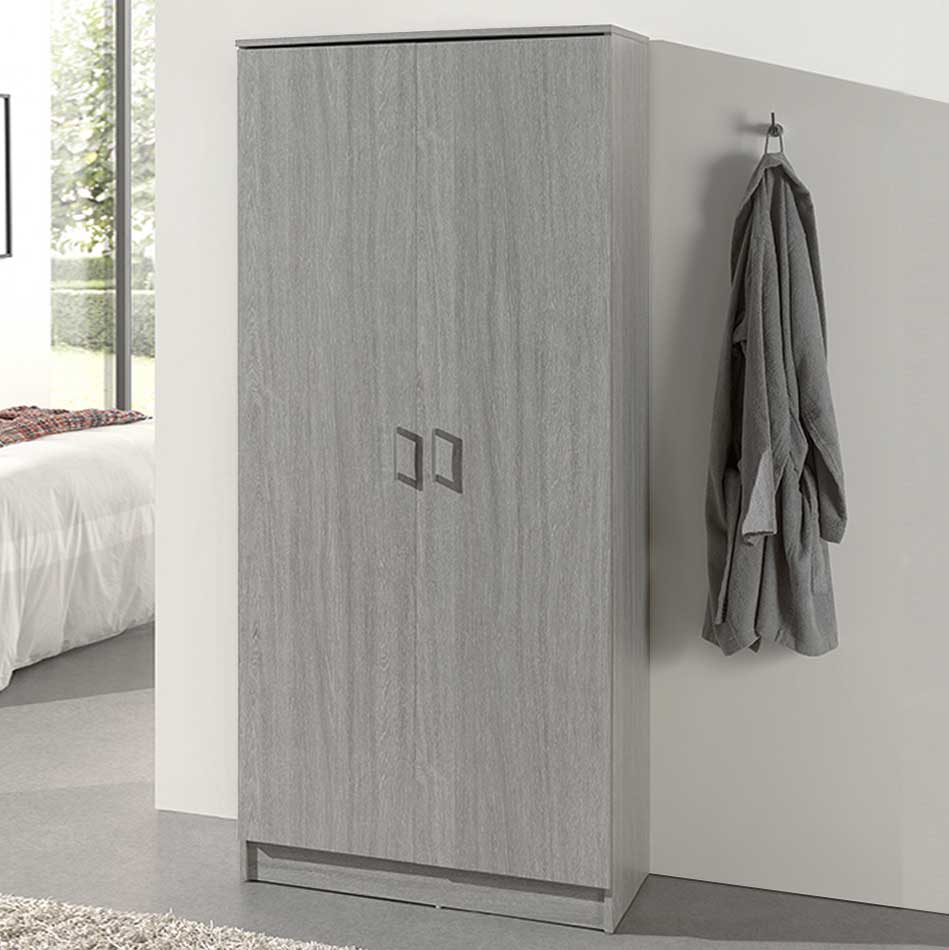 Armoire de rangement Ray 80cm à 2 portes et 4 tablettes - chêne gris