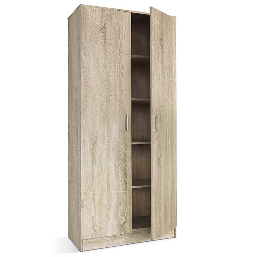 Armoire de rangement Ray 80cm à 2 portes et 4 tablettes - chêne sonoma - Image 8