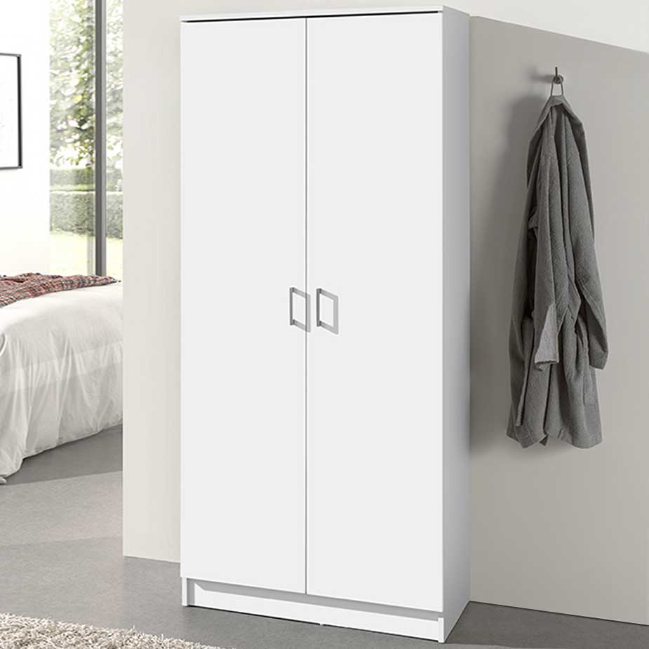Armoire de rangement Ray 80cm à 2 portes et 4 tablettes - wit