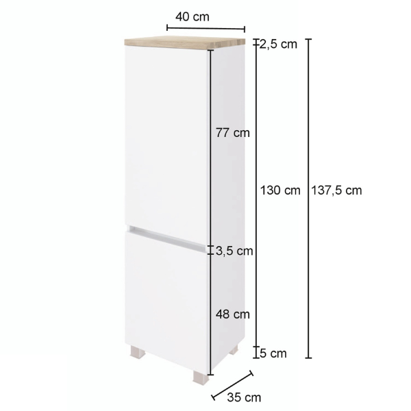 Armoire de salle de bain Pisca 2 portes - chêne - Image 3