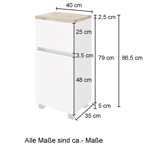 Armoire de salle de bain Pisca 40cm 1 porte & 1 tiroir - chêne - Image 5