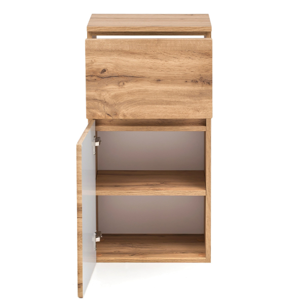 Armoire de salle de bain Vikas 1 porte & 1 tiroir - chêne - Image 11