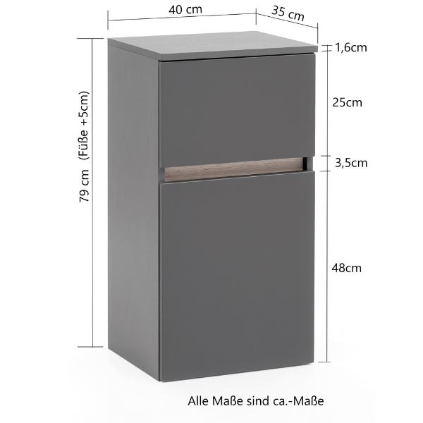 Armoire de salle de bain Vikas 1 porte & 1 tiroir - chêne - Image 3