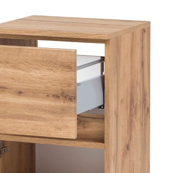 Armoire de salle de bain Vikas 1 porte & 1 tiroir - chêne - Image 7