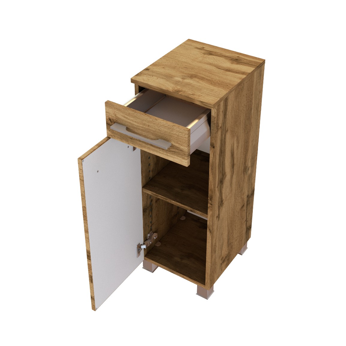 Armoire de salle de bains Sefa 30cm 1 porte et 1 tiroir - chêne - Image 8