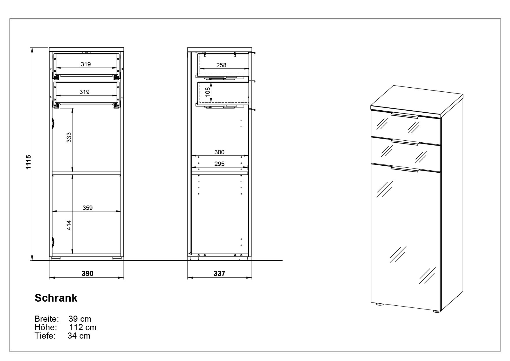 Armoire de salle de bains Sepp avec 1 porte & 2 tiroirs - blanc/chêne - Image 2