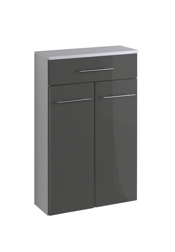 Armoire de salle de bains Small 50cm 1 tiroir & 2 portes - gris brillant - Image 10